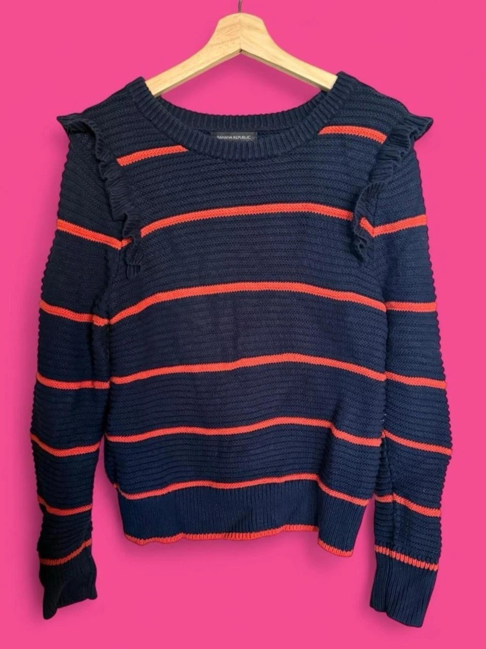 Banana Republic Striped Sweater in Blue & Orange Size Large